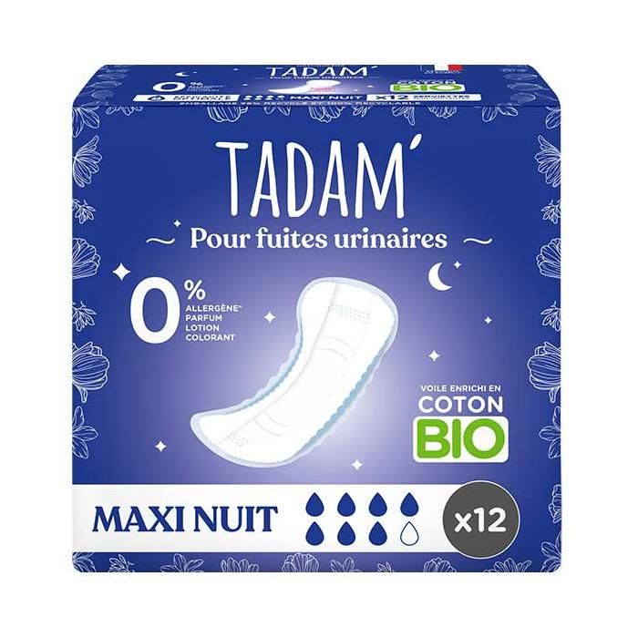 Tadam' Fuites Urinaires Serviette Maxi Nuit 12 unités