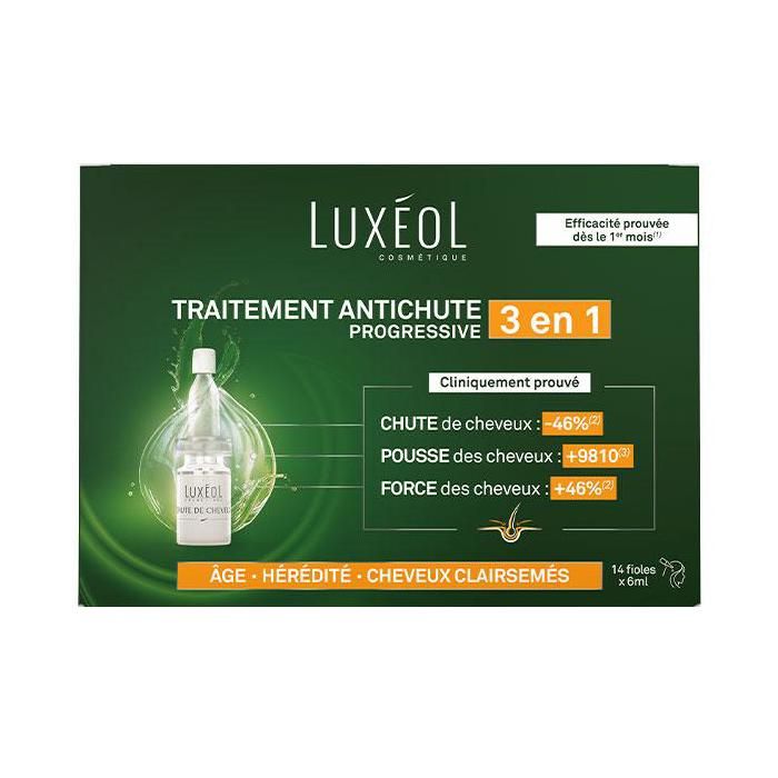 Luxéol Protocole 2 en 1 Chute de Cheveux Réactionnelle Protocole 14 x 7ml