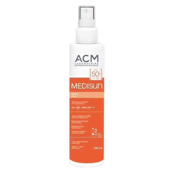 Spray solaire ACM Médisun SPF 50+ 200ml - Protection UV - Non gras - Texture Spray