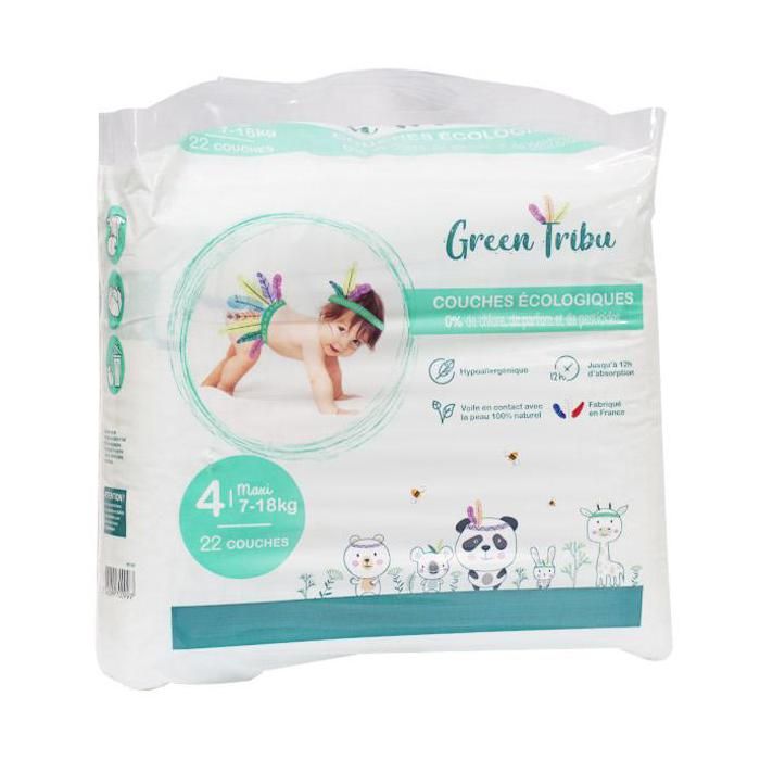 Couches Écologiques Green Tribu - Taille 4 - 7-18 kg - 22 Unités