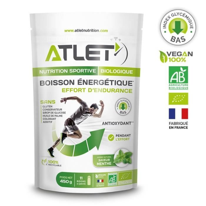 BOISSON ÉNERGÉTIQUE BIOLOGIQUE MENTHE 450G- ATLET