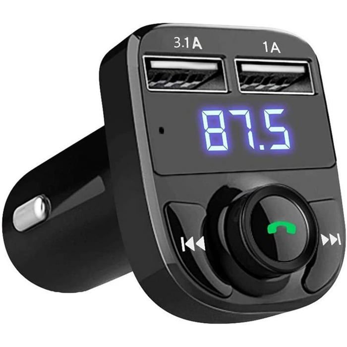 Transmetteur FM sans fil adaptateur allume-cigare X8 Bluetooth 4.2 MP3 Port Usb