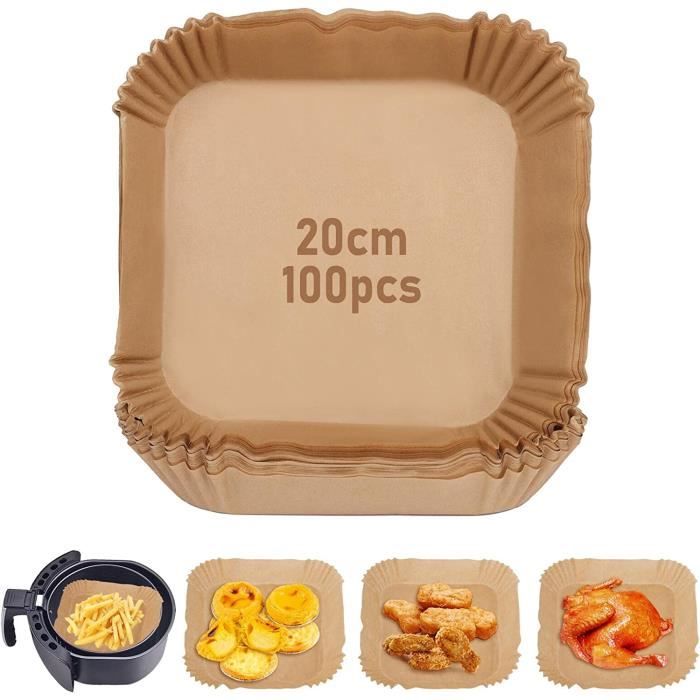 Papier Cuisson Air Fryer, 100 Pièces 20cm Papier Sulfurisé Carré pour Air Fryer - Accessoire Air Fryer - Jetable Antiadhésive [14]
