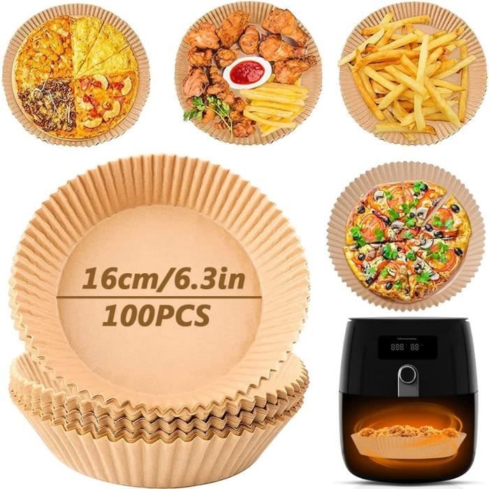 16 cm Papier Cuisson Air Fryer, 100 Pièces Papier Cuisson Friteuse Sans huile, Jetable Antiadhésive Papier Sulfurisé Rond, pou[220]