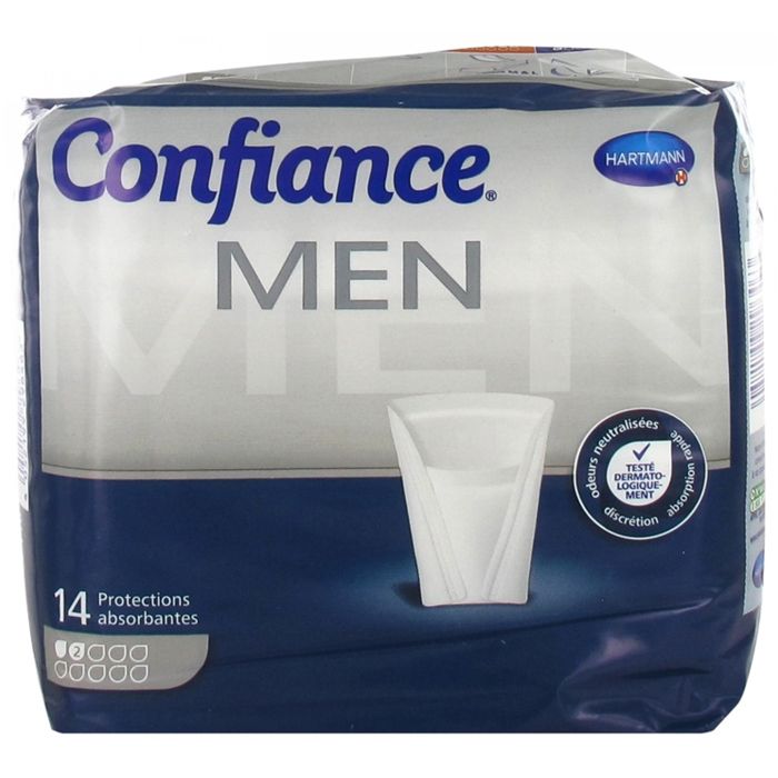 Protections anatomiques - Hartmann - Confiance Men - Absorption 2 Gouttes - 14 protections - Urinaire léger