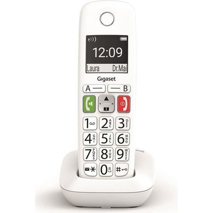 Téléphone Fixe GIGASET E290 A Blanc - Répondeur numérique intégré et touches larges pour un confort maximum