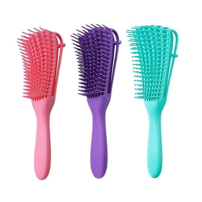 3 pcs Brosse Démêlante, Cheveux Bouclés Démêlant Peigne, Pour Cheveux Humides/Secs/Longs Épais Bouclés/Brosse Cheveux Bouclés