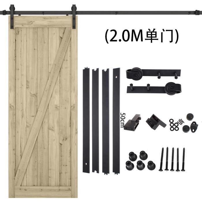 iDEGU 200CM Quincaillerie Kit de Rail pour Porte Coulissante, Ensemble Industriel Hardware kit pour Porte Suspendue en Bois Système