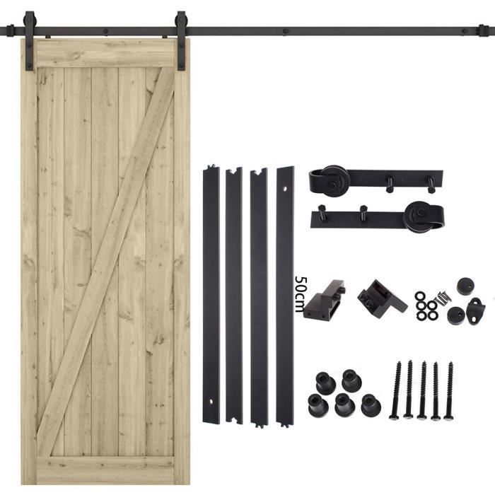 iDEGU Rail Porte Coulissante 2m/6.6ft Noir,  Kit Rail Coulissant Armoire Placard, Convient à 1 Porte Large de 100 cm