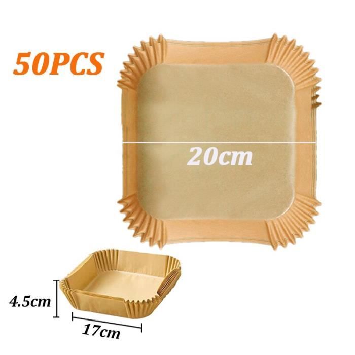 (50PCS Square)Accessoires pour friteuse à Air jetable, 50/100 pièces, revêtement rond/carré résistant à l'huile, tapis antiadhésif p
