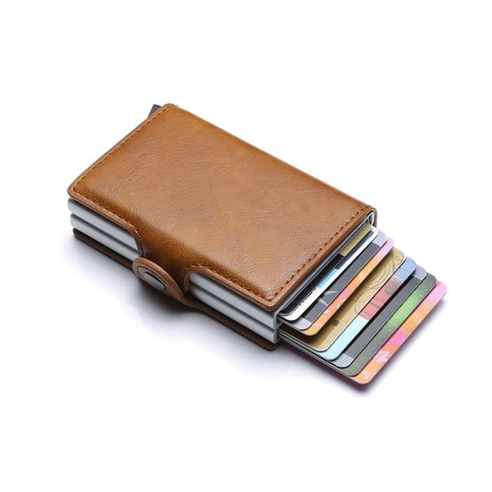 Porte-cartes de crédit, portefeuilles cuir, anti-RFID, homme, métal et aluminium, étuis pour cartes de visite