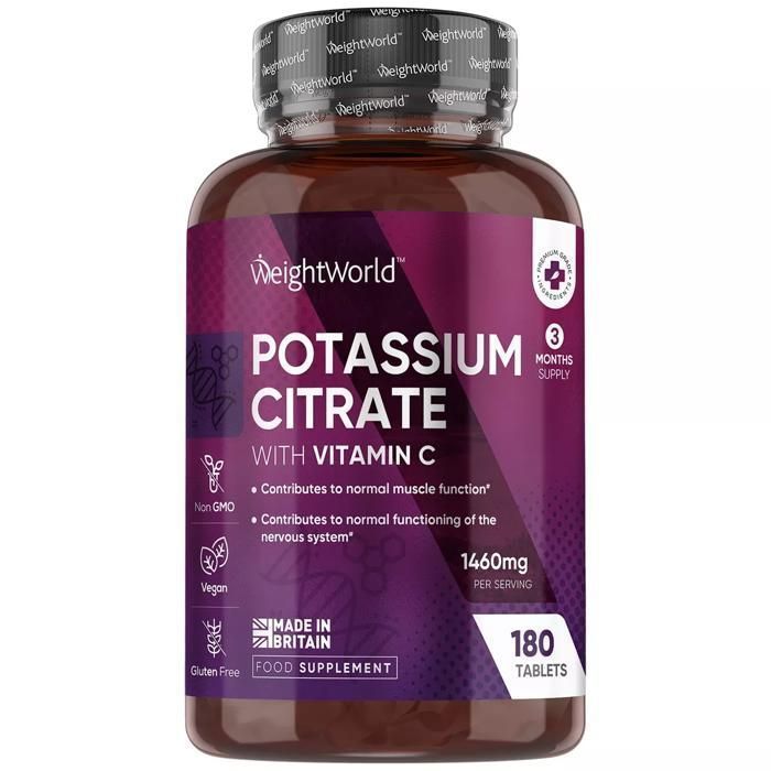 Citrate de Potassium 1000mg - 180 Comprimés Vegan Hautement Dosés (3 Mois)