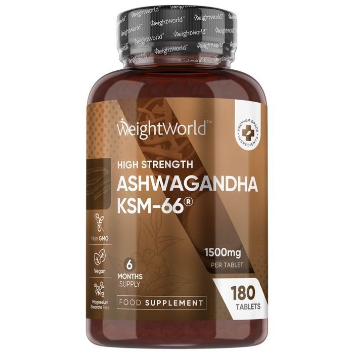 Ashwagandha Biologique 1800mg + Poivre Noir 15mg Vegan par Portion, 600mg Ashwagandha Bio par Gélule - 180 Gélules -