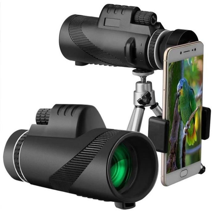 Télescope monoculaire Starscope 40 x 60 - Haute puissance - Prisme BAK4 et FMC HD - Étanche - Avec support pour smartphone e[80]