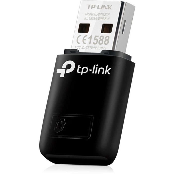 TP-Link TL-WN823N Clé WiFi N 300 Mbps, mini adaptateur USB wifi, dongle wifi, Bouton WPS, compatible avec Windows 10-8.1-8-7-XP,