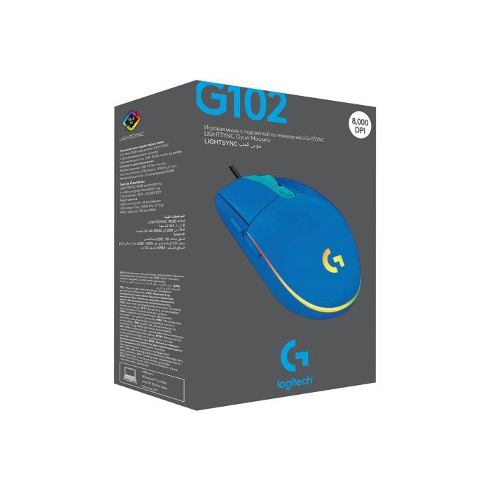 Souris - Logitech - G102 LIGHTSYNC - Bleu - Filaire - RGB personnalisable