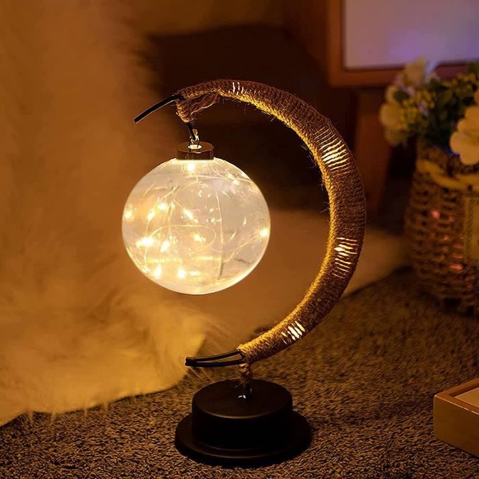Lampe Table En Forme Lune Lampe Nuit Led À Piles Lampe Lunaire Enchantée En Fer Forgé Veilleuse Enfants Lampe Chevet Éclairag[u1871]