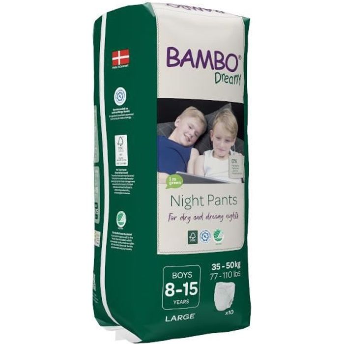 Bambo Nature Dreamy Couche de Nuit 35-50 kg Boy 10 unités