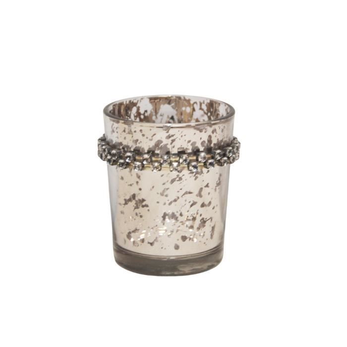 BOUGEOIRE STICK EN ARGENTE FONCE DES PERLES 7CM