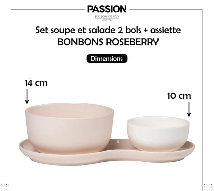 Soupe & Salade - Nudge - 3 Pièces - Porcelaine - Beige - Rond