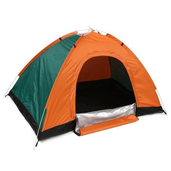 1-2 Personnes Tente de Camping Portable Imperméable Famille Automatique Extérieur ORANGE-VERT Bo56642