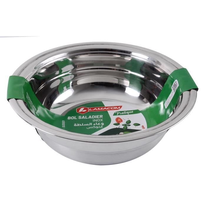 Bol saladier en inox alimentaire à base large et finition brillante