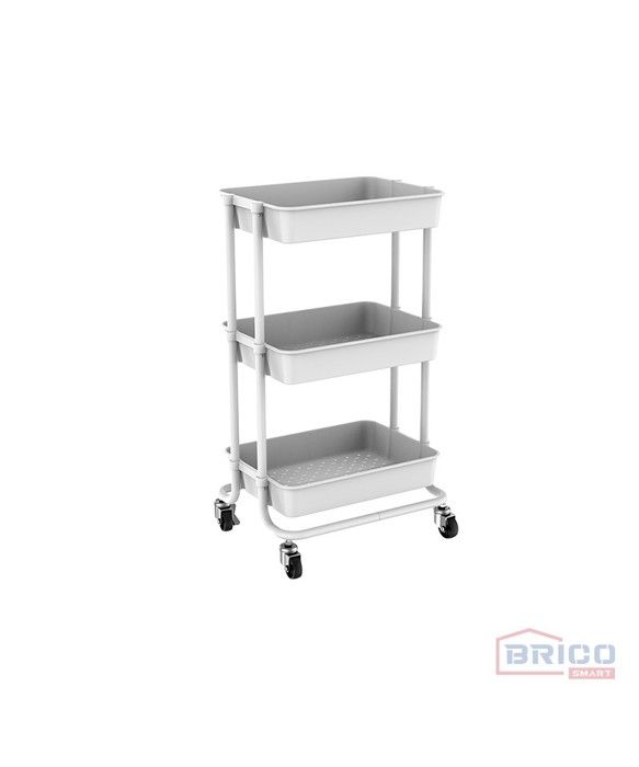 Chariot de rangement à 3 étagères, avec roues (43*34*75 cm)