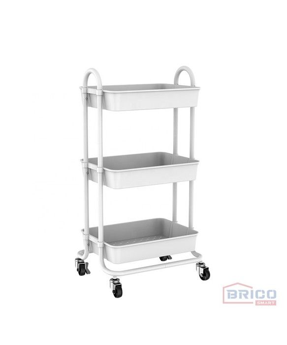 Chariot de rangement à 3 étagères, avec roues (43*34*79 cm)