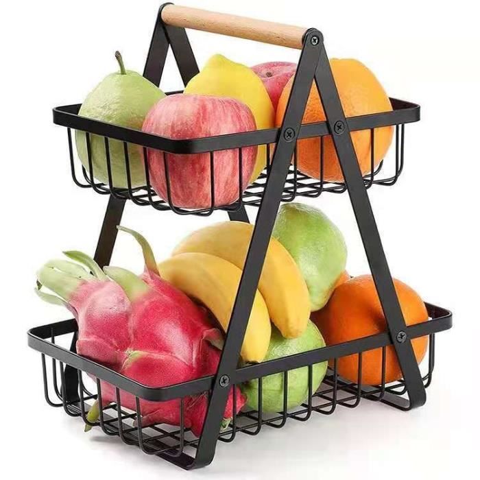 Cuisine Légumes Fruits Panier Bol Support De Stockage En Métal Pain Snack Organisateur - Noir