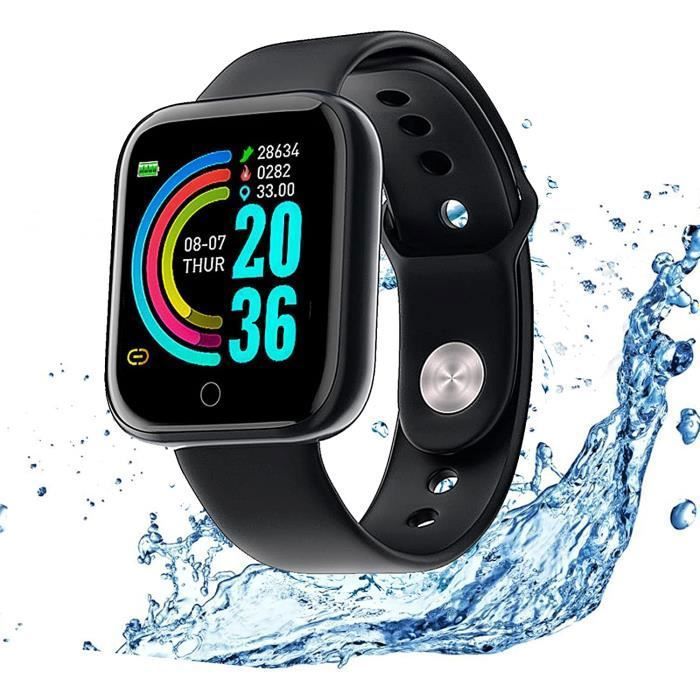 Montre Connectée Homme Femme Enfant Montre Sport Etanche Bracelet Connecté Écran Coloré Smartwatch avec Cardio Podometre, Bluetooth