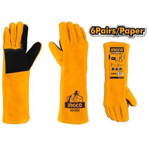 INGCO GANTS POUR SOUDAGE GANTS EN CUIR DE VEAU RETOURNÉ - HGVW02