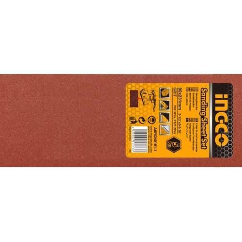 INGCO Jeu feuilles abrasives ponçage 5pcs 90*231mm FS320 - AKFS240101-1