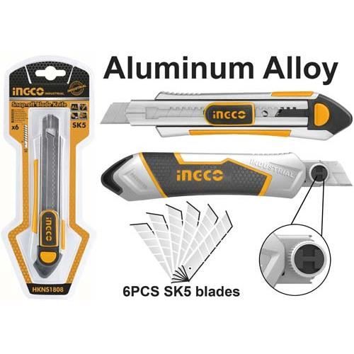Cutter alu 100mmx18mm + 6 lames - HKNS1808 - INGCO
