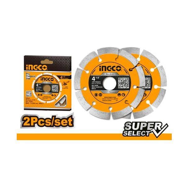 Jeu de 2 Disques diamant 115mm SS - DMD0111523 - INGCO