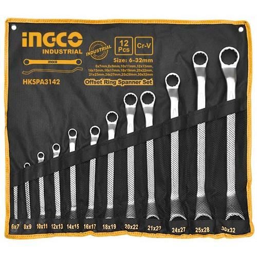 INGCO JEU DE 12 CLES MIXTE COUDEE 06-32MM HKSPA3142