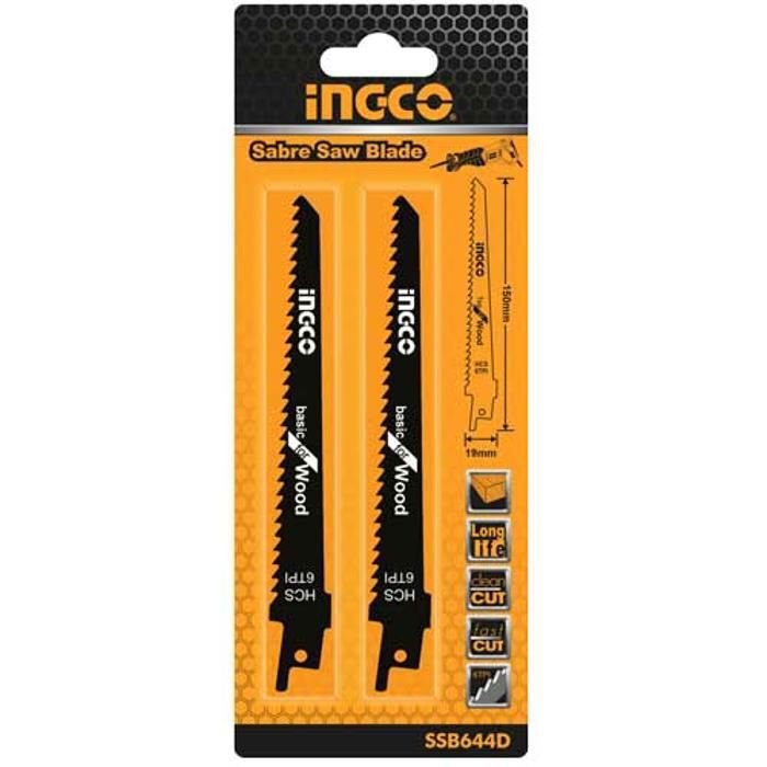 Lames de scie sabre - INGCO - 150mm - 2 pièces - Noir - 19mm x 1mm