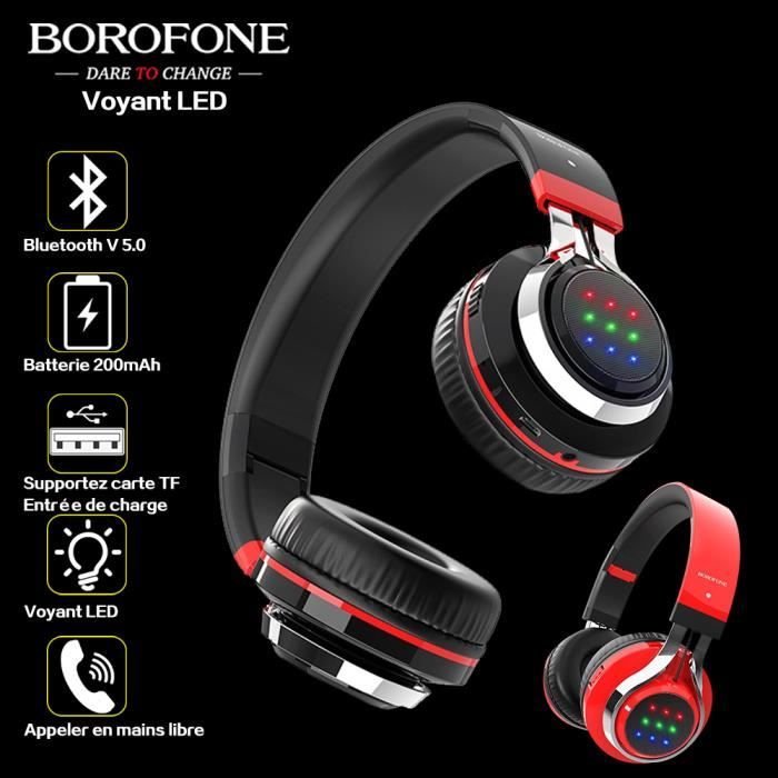 Casque Bluetooth sans Fil Casque Audio Stéréo Lecture Bluetooth 5.0 avec Microphone Intégré Compatible Téléphone Tablette PC (Noir)