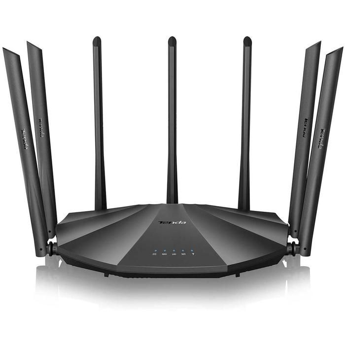 TENDA Routeur WiFi AC2100 bi-bande, Ports Gigabit, Configuration facile, USB 2.0, MU-MIMO, IPv6, 7*6dBi Antenne, Fibre Optique. AC23
