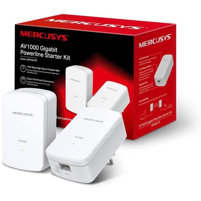 CPL 1000Mbps - Mercusys MP500 KIT - Prise CPL Fibre avec 1 Port Gigabit - Boitier CPL