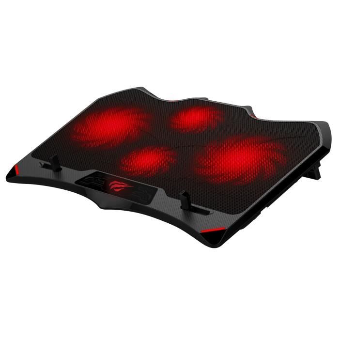 GAMENOTE HV-F2081 Support ventilé pour PC Portable Ordinateur jusqu'à 17" silencieux - LED rouge Noir