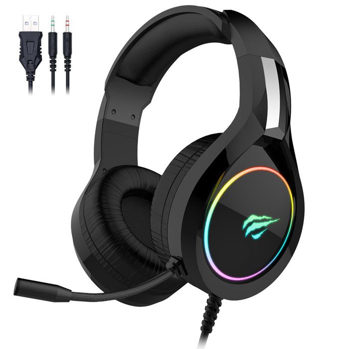 Casque gamer GAMENOTE HV-H2232D avec micro et rétroéclairage RGB pour PC & consoles - Haut-parleur 50mm - Contrôle du volume