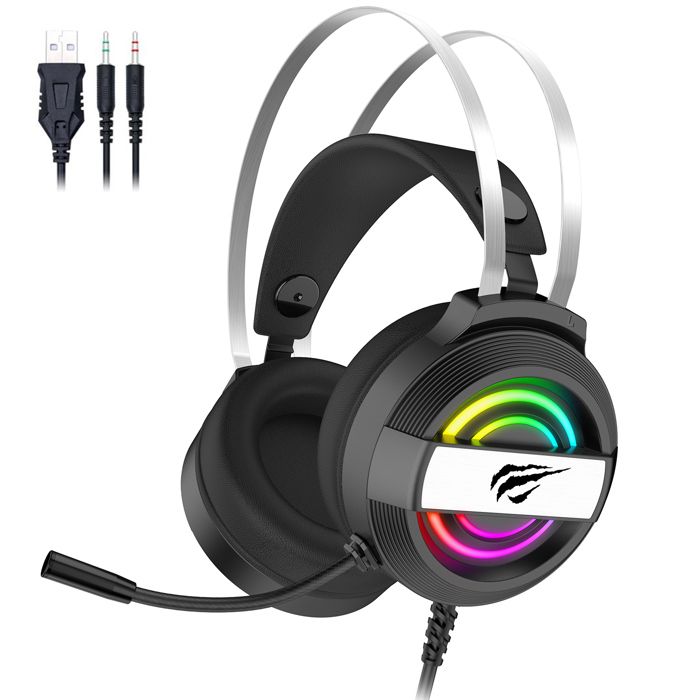 Casque gamer GAMENOTE H2026d avec micro et rétroéclairage RGB pour PC & consoles - Haut-parleur 50mm - Contrôle du volume Noir
