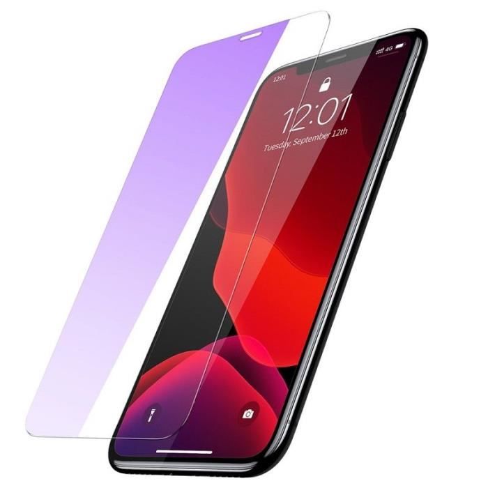 Verre Trempé Baseus 0.3mm Anti-Lumière Bleue Full iPhone X/XS/11 Pro Transparent x2pcs