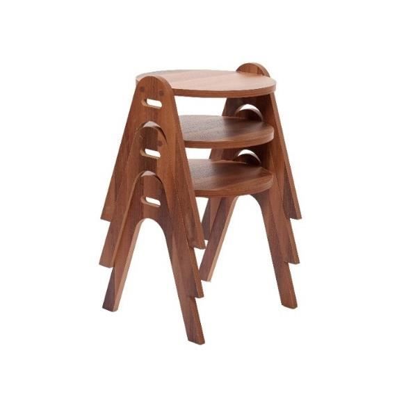 SET 3 KAYMIT TABLE GIGOGNE MARRON 35X35X40 CM