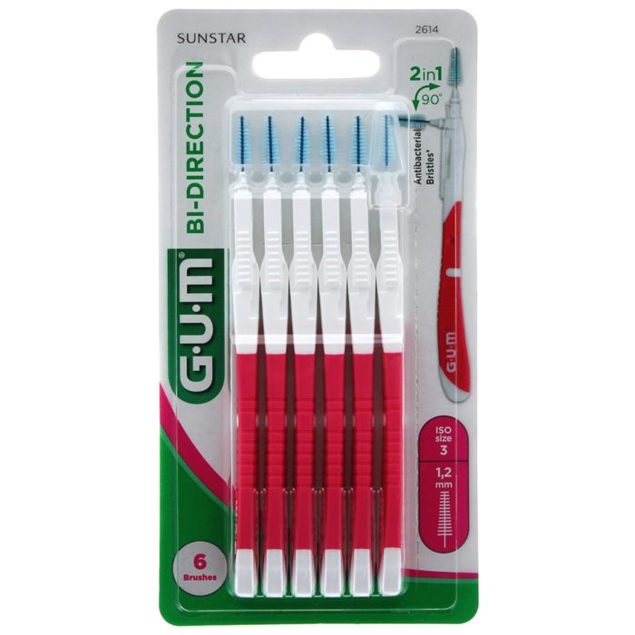 Gum Brossette Interdentaire Bi-Direction 1,2mm Rose 6 unités
