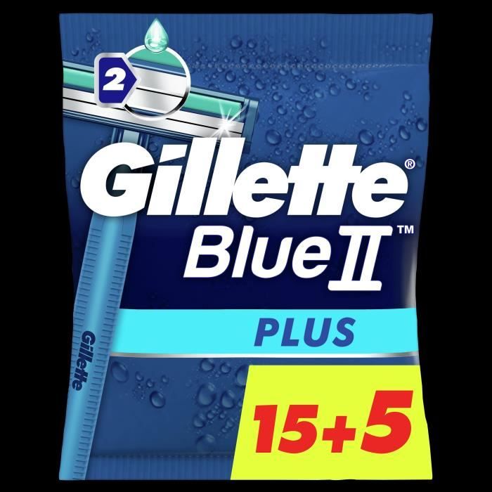 GILLETTE Rasoirs jetables Blue II Plus x20