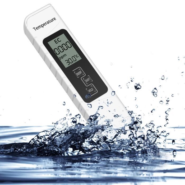 Testeur de Qualité de l'eau TDS EC Température 3 en 1 Ensemble Mètre Mesure Potable de Ménage Hydroponics Aquariums Pisc ABI