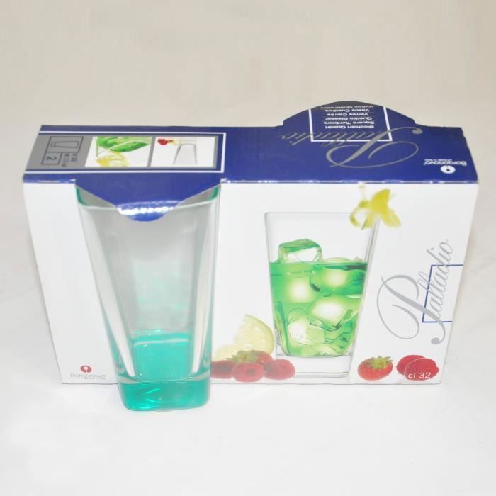VERRE A EAU CARRE LOLA LONG VERDE 320 ML
