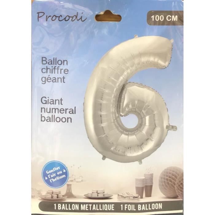 BALLON NUMERIQUE 6 ARGENTE 1M
