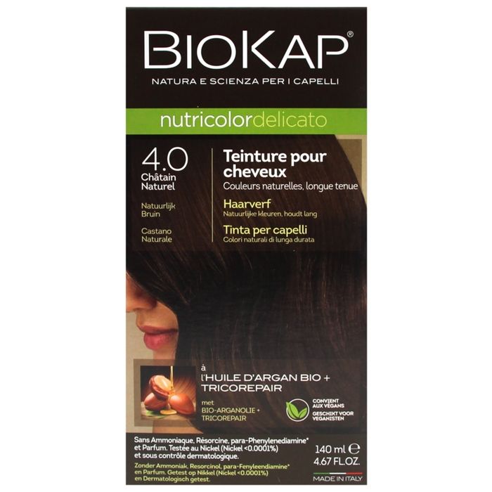 Biokap Nutricolor Delicato Teinture pour Cheveux 4.0 Châtain Naturel 140ml